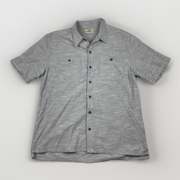 Woolrich Button Down Shirt Men's Large Short Sleeve Summer Outdoor Retro Gray - Picture 1 of 16